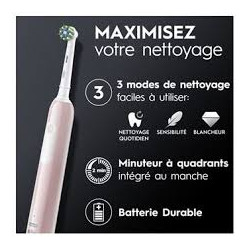 Oral-B Pro 1 - Brosse à Dents Électrique -  Rose - 1 Brossette.