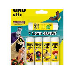 UHU Stic - Bâtons de colle sans solvants -  blanche - deco alléatoire -  lot de 5 stics de 8.2 g