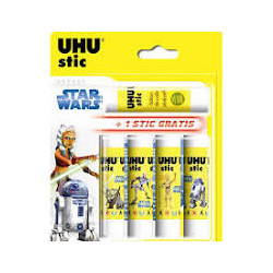 UHU Stic - Bâtons de colle sans solvants -  blanche - deco alléatoire -  lot de 5 stics de 8.2 g