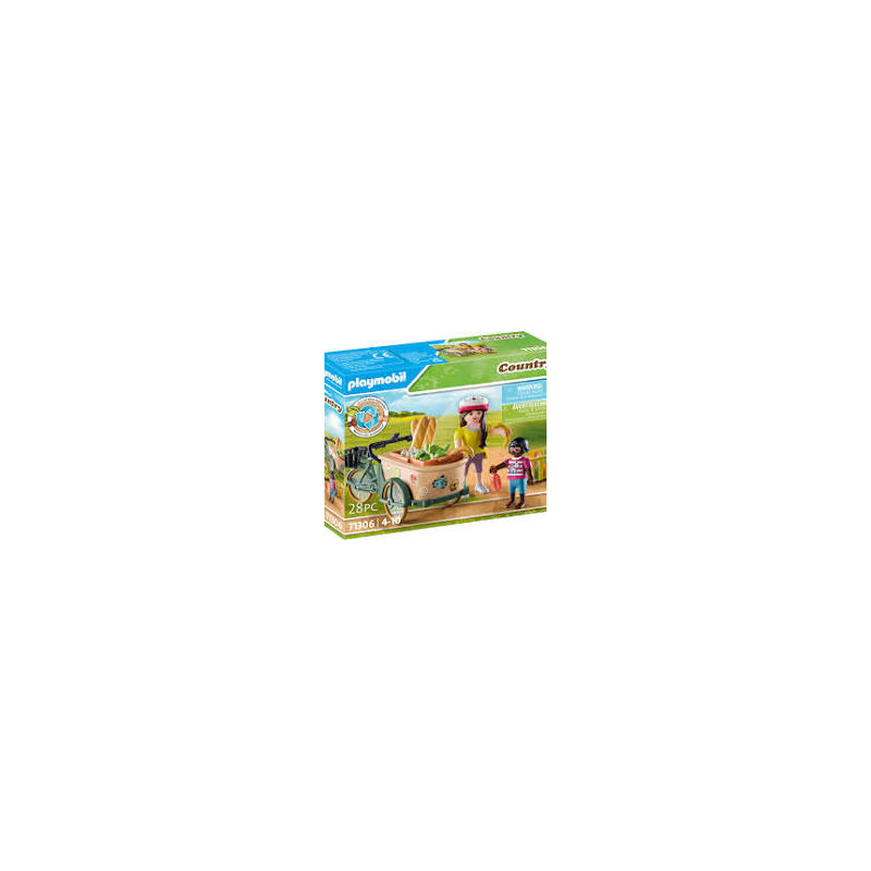 Playmobil country - 71306 - Cycliste avec vélo et remorque Avant - avec Deux Personnages -  Un vélo - Une cagette.