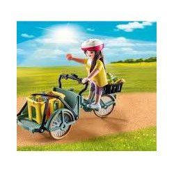 Playmobil country - 71306 - Cycliste avec vélo et remorque Avant - avec Deux Personnages -  Un vélo - Une cagette.