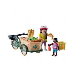 Playmobil country - 71306 - Cycliste avec vélo et remorque Avant - avec Deux Personnages -  Un vélo - Une cagette.