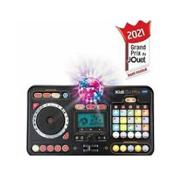 VTech - Kidi DJ Mix - Platine DJ Enfant 12 en 1 - Table de Mixage Bluetooth avec Pads Lumineux - Boule Disco.