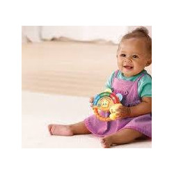 VTech - P'tit Tambourin - Instrument de Musique Bébé - Hochet Tambourin Interactif - Jeu de Motricité Fine.
