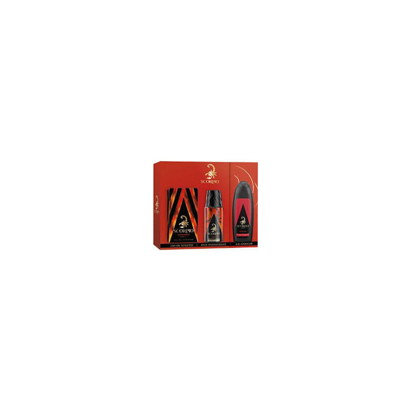 CORPIO - Coffret 3 produits Inferno - Eau de toilette flacon 75ml - Gel Douche 250ml et Déodorant atomiseur 150ml.