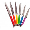 Laguiole Production - Bloc 6 couteaux à steak - Avec bloc de rangement bois - Acier inoxydable - Manche ergonomique.