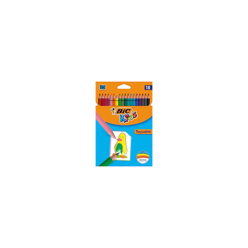 BIC Kids Tropicolors - Crayons de Couleur -  Couleurs Assortis - Etui Carton de 18 unité.