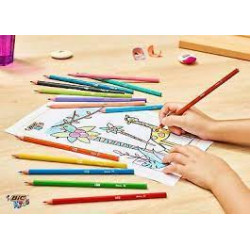 BIC Kids Tropicolors - Crayons de Couleur -  Couleurs Assortis - Etui Carton de 18 unité.