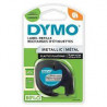 DYMO Lot de 1 Cassettes Ruban LetraTag Polyester - 12 mm x 4 m - Noir sur Blanc.