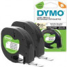 DYMO Lot de 1 Cassettes Ruban LetraTag Polyester - 12 mm x 4 m - Noir sur Blanc.