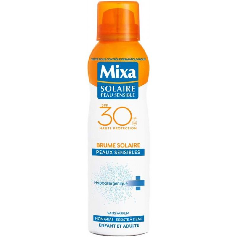 Mixa Solaire Peau Sensible - Brume Solaire Peau Sensible - Protection Renforcée SPF 30 - 200 ml.