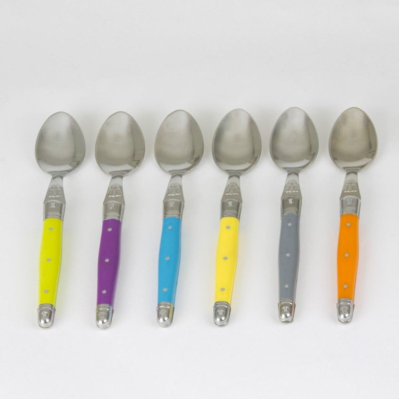 Coffret 6 cuillères à café -  acier inoxydable - manche ABS - couleurs multiples - Jean Dubost - Laguiole.