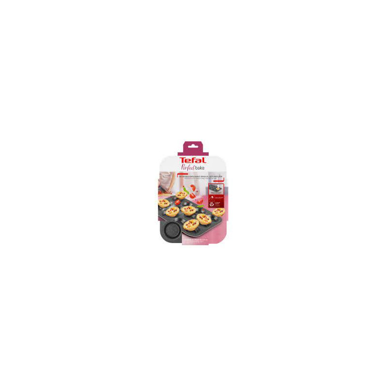 Tefal - Assiette 12 coupelles à cupcakes - en aluminium 30 x 23 x 1.5 cm - Noir - Marron.