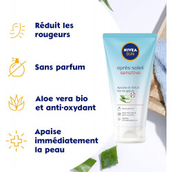 NIVEA SUN - Gel après-soleil Sensitive SOS - gel aloe vera bio hydratant et apaisant - après-soleil sans parfum.