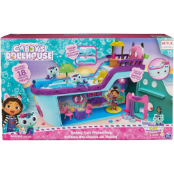 Gabby et la Maison Magique - Gabby Dollhouse - Bateau De Croisière Gabby - 2 Figurines Gabby Chat 16 Accessoires.