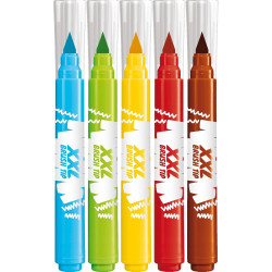 Maped - Feutres XXL - 5 Gros Feutres de Couleur avec Pointe Pinceau Extra Large pour Grandes Surfaces