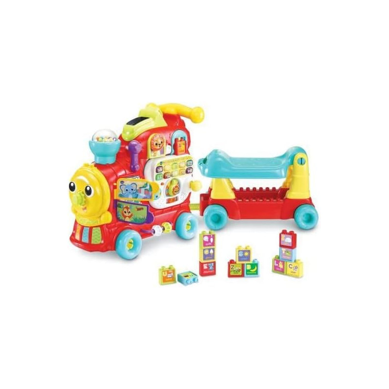 VTech - Maxiloco, Mon Trotti Train 7 en 1, Trotteur Pousseur Bébé, Porteur Évolutif.