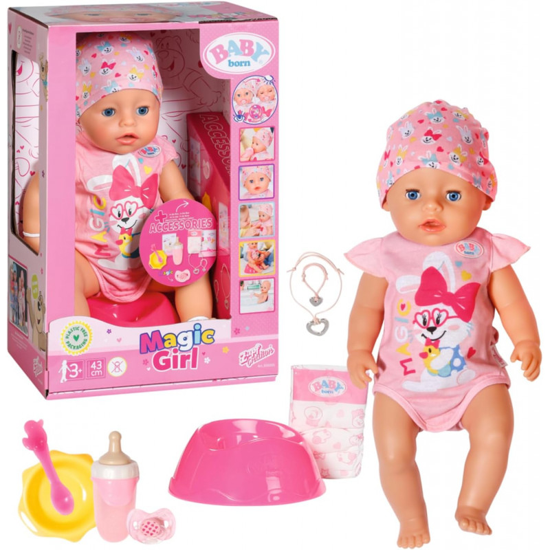 BABY born Magic Girl, poupée bébé avec 10 fonctions pour enfants à partir de 3 ans