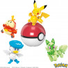 MEGA Pokémon Coffret Construction avec 4 Figurines Articulées Et 1 Poké Ball, Inclus Pikachu Et 3 Nouveaux Pokémon Starters.