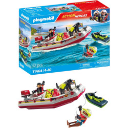 Playmobil 71464 Bateau de Pompier et Scooter des Mers.