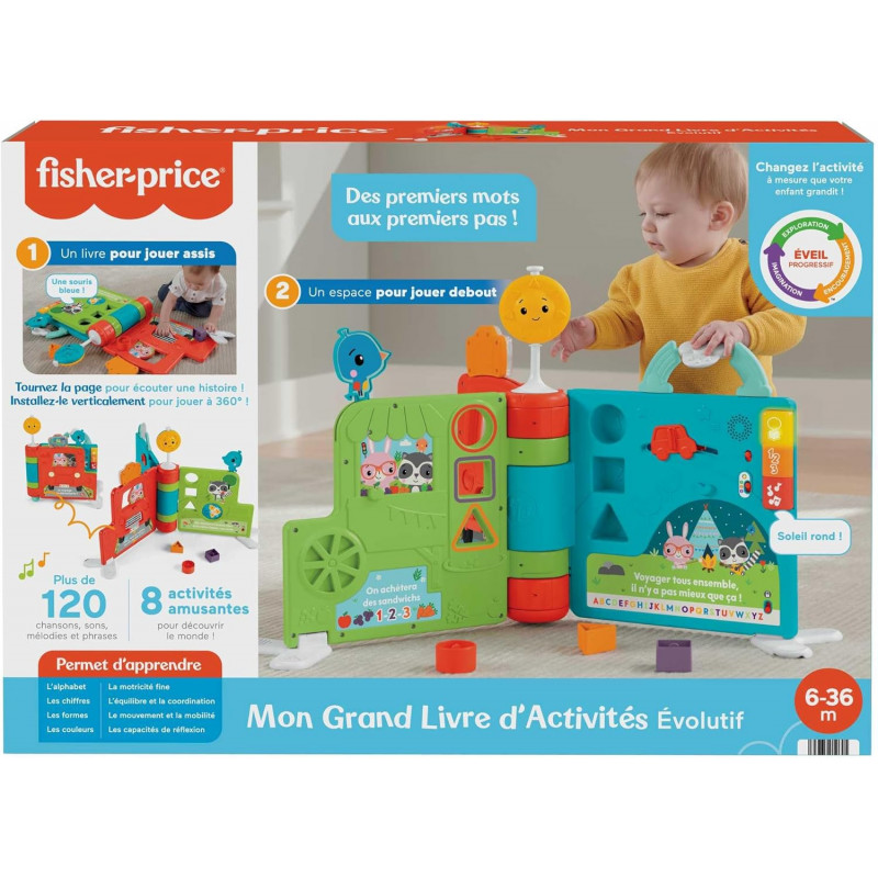 Fisher-Price Mon Grand Livre D’activités Évolutif - Livre Musical Bébé 6 Mois à 3 ans - Jouets D'activité et de Développement