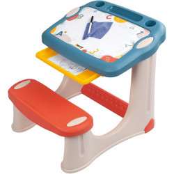 Smoby - Pupitre Magique - Bureau pour Enfant - Feutre Effaçable - 3 Rangements + Tiroir à Glissières