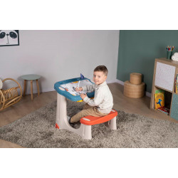 Smoby - Pupitre Magique - Bureau pour Enfant - Feutre Effaçable - 3 Rangements + Tiroir à Glissières