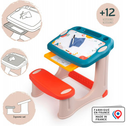 Smoby - Pupitre Magique - Bureau pour Enfant - Feutre Effaçable - 3 Rangements + Tiroir à Glissières