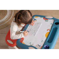 Smoby - Pupitre Magique - Bureau pour Enfant - Feutre Effaçable - 3 Rangements + Tiroir à Glissières