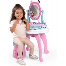 Smoby - Gabby - Coiffeuse 2 en 1 - Tabouret + 12 Accessoires Factices Inclus - Miroir Orientable