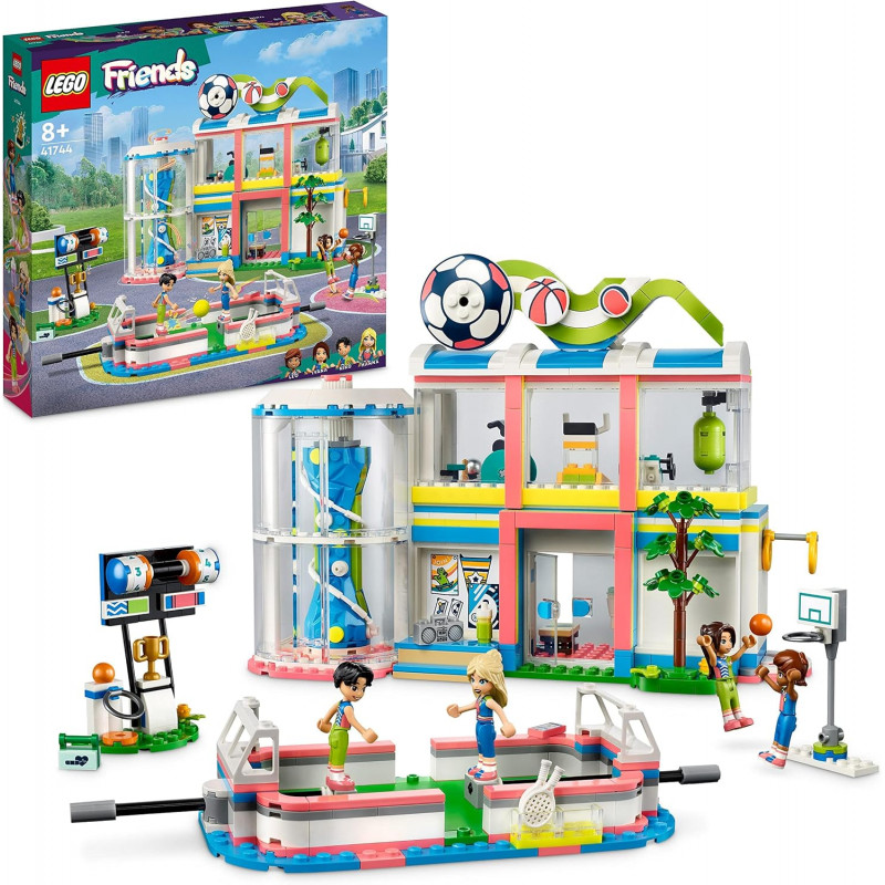 LEGO 41744 Friends Le Centre Sportif - Jouet de Construction avec Jeux de Football - Basketball et Tennis Plus Mur d'escalade.