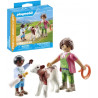 PLAYMOBIL - FERMIERE ET ENFANT AVEC VEAU - 71803