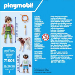 PLAYMOBIL - FERMIERE ET ENFANT AVEC VEAU - 71803