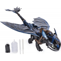 Dreamworks Dragons - Krokmou géant cracheur de feu - Dragon de 50 cm avec Effet cracheur de feu et Couleur bioluminescente