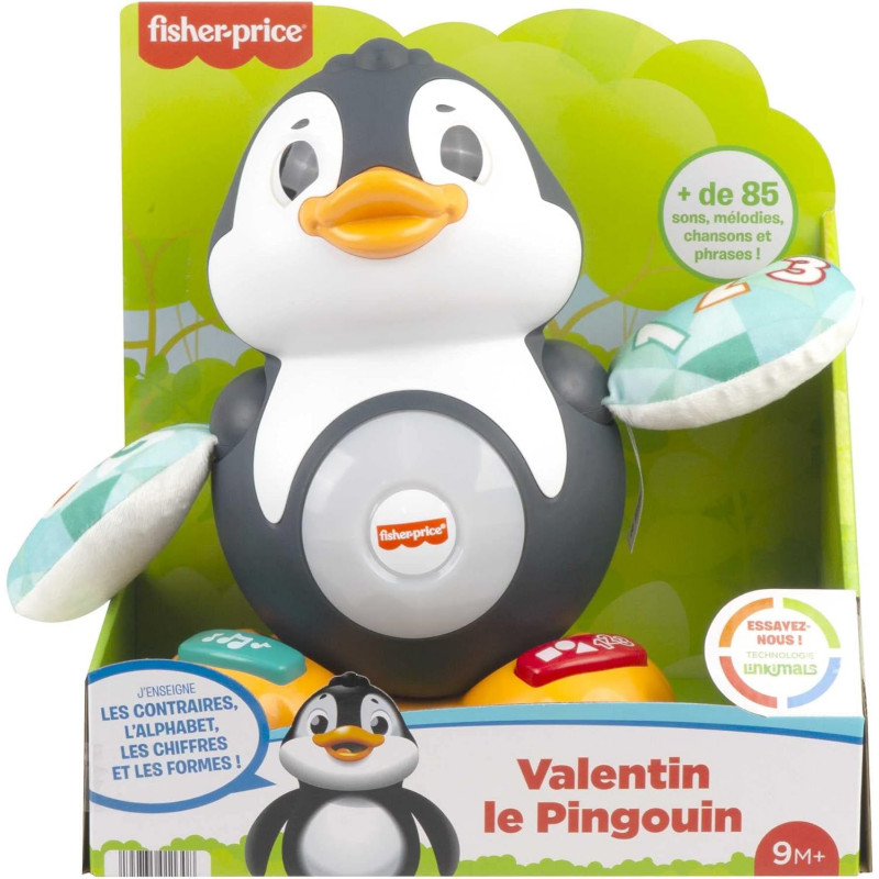 Fisher-Price Jouet Parlant Linkimals Valentin le Pingouin - Robot d'éveil Interactif pour Enfant Fille et Garçon.