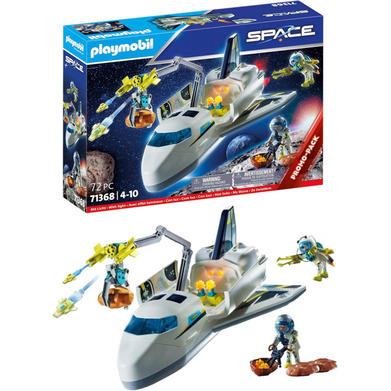 Playmobil 71368 Navette Spatiale - Comprend Deux Personnages - Une Navette Spatiale avec Effets Lumineux et grappin.