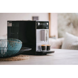 Melitta Purista Argent, Machine à Café à Grains avec Broyeur et Système d'Extraction des Arômes, Silencieuse, Mode 1 à 2 Tasses