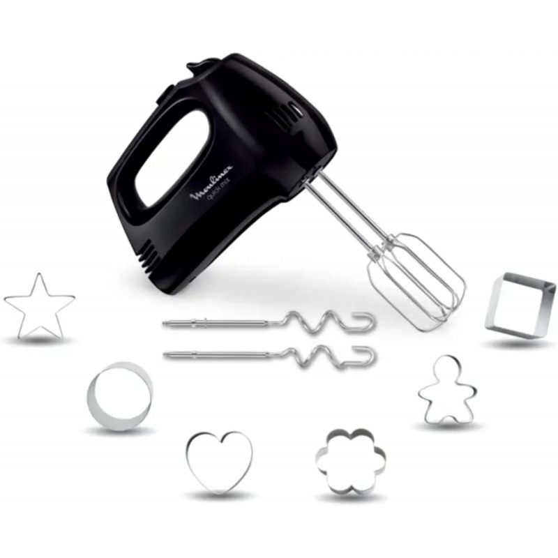 Moulinex Batteur Electrique Cuisine Quick Mix avec 6 Emporte-Pièces - Fouets et Crochets HM313810.