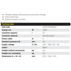 Karcher Aspirateur KWD2SV15418 acier inoxydable.