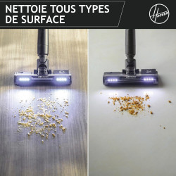 Hoover - Aspirateur Balai sans Fil , Ultraléger & Puissant - Brosse Sols durs - Parquets - Eclairage LED.