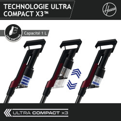 Hoover - Aspirateur Balai sans Fil , Ultraléger & Puissant - Brosse Sols durs - Parquets - Eclairage LED.