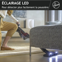 Hoover - Aspirateur Balai sans Fil , Ultraléger & Puissant - Brosse Sols durs - Parquets - Eclairage LED.
