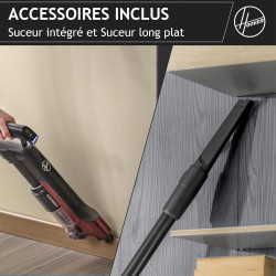 Hoover - Aspirateur Balai sans Fil , Ultraléger & Puissant - Brosse Sols durs - Parquets - Eclairage LED.