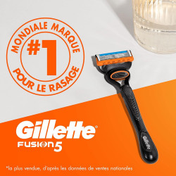 Gillette Fusion5 - Rasoir Pour Homme - 1 Manche - 6 Recharges De Lames - Avec Lubrastrip Pour Un Rasage De Près.