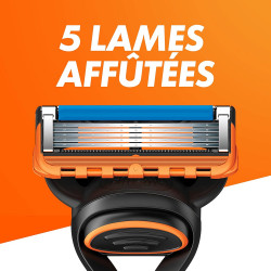 Gillette Fusion5 - Rasoir Pour Homme - 1 Manche - 6 Recharges De Lames - Avec Lubrastrip Pour Un Rasage De Près.