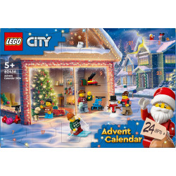 LEGO City 60436 - Le Calendrier de l'Avent - 24 Surprises - Minifigurines de Père Noël et Mère Noël.