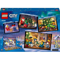 LEGO City 60436 - Le Calendrier de l'Avent - 24 Surprises - Minifigurines de Père Noël et Mère Noël.