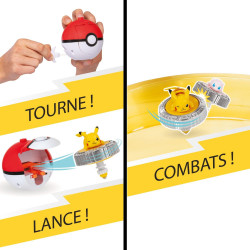BANDAI - Pack Arène Toupie Pokémon + 2 Spinners  - Arène + 2 Lanceurs Pokéball + 2 Toupies Pikachu et Mew.