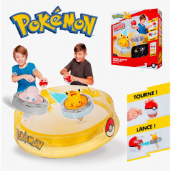 BANDAI - Pack Arène Toupie Pokémon + 2 Spinners  - Arène + 2 Lanceurs Pokéball + 2 Toupies Pikachu et Mew.