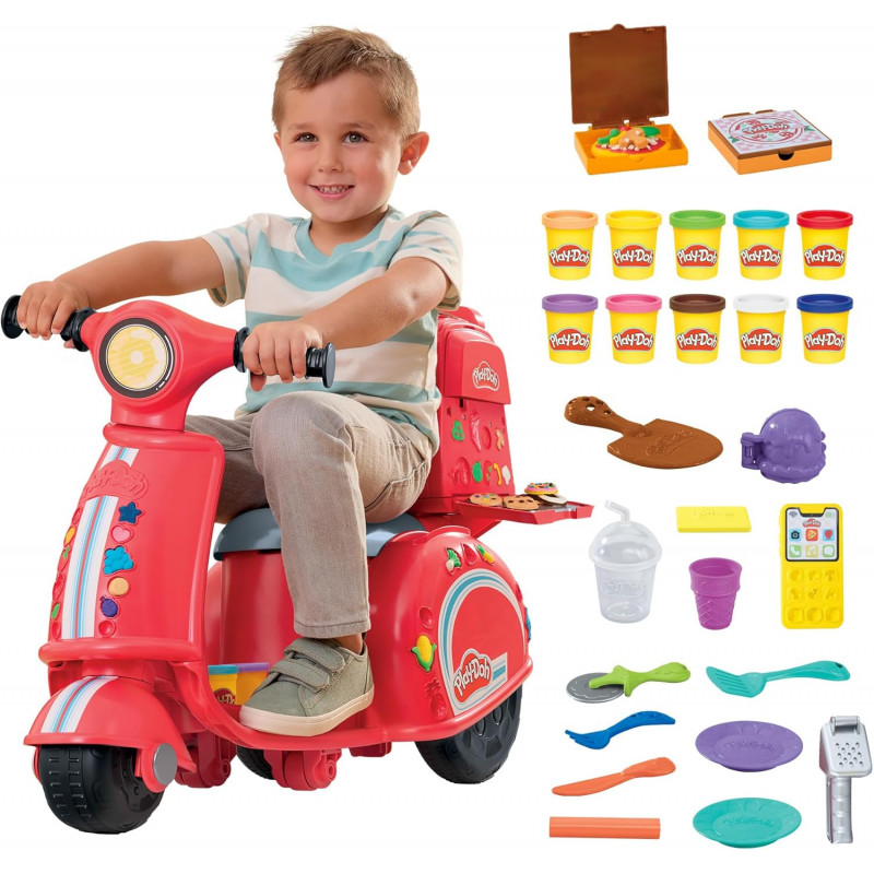 Play-Doh Mon Scooter à Pizzas - Jouet  - Loisir Créatif avec Accessoires de cuisines pour enfants.